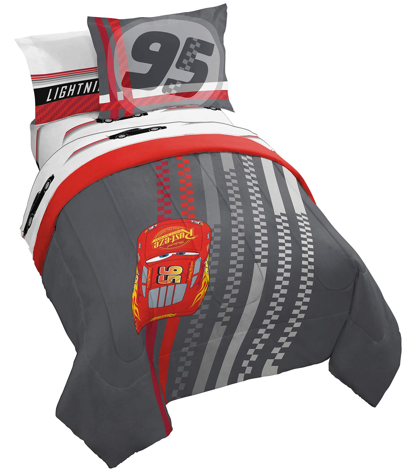 Jay Franco Disney Pixar Cars race-ready comforter closeup for ultra-soft nights