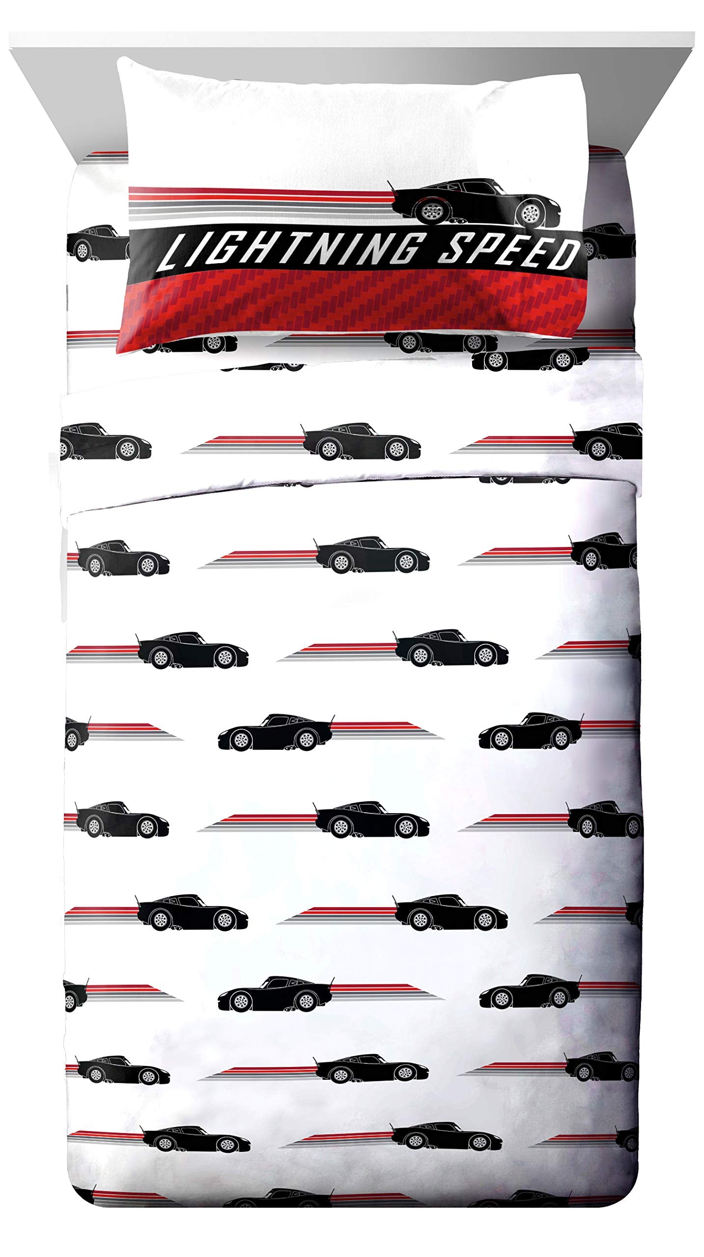 Jay Franco Cars flat sheet detail, vibrant print resists fading over time