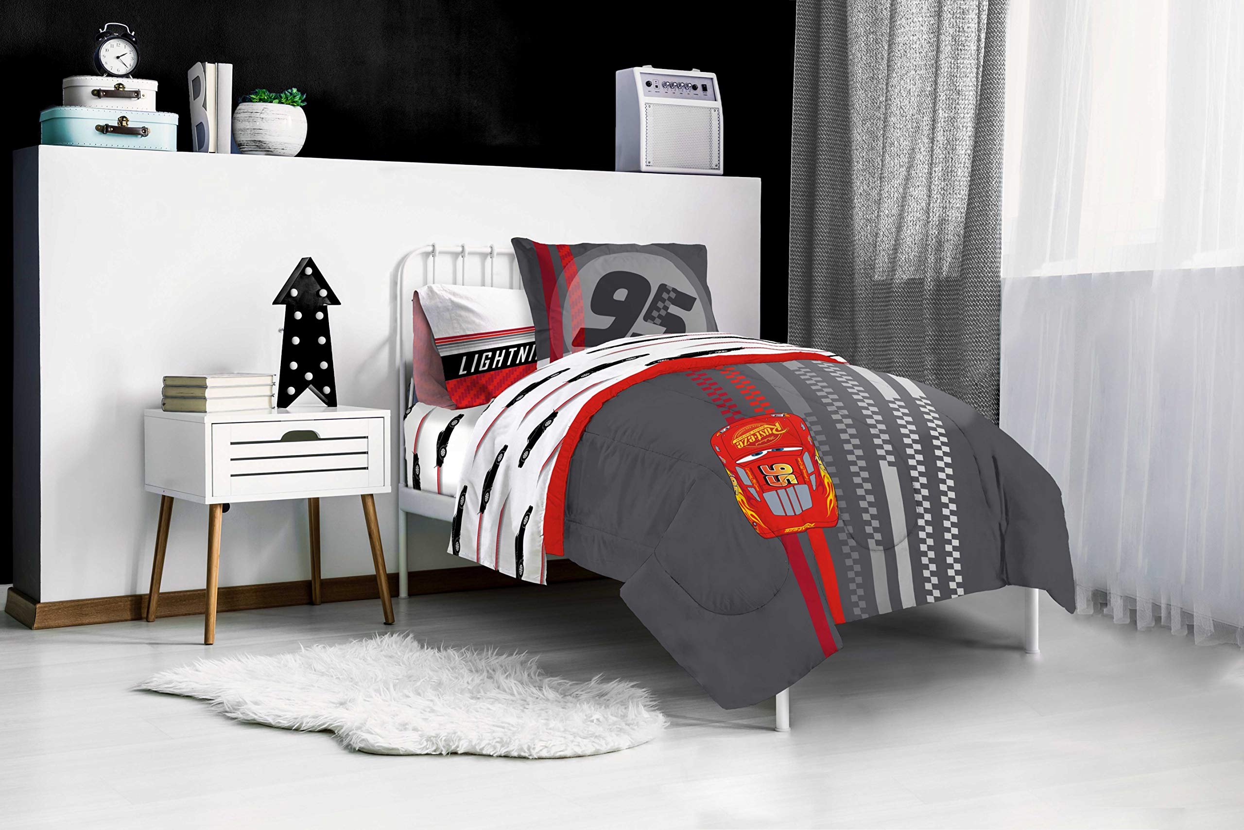 Jay Franco Cars bed set care note, machine washable for easy upkeep