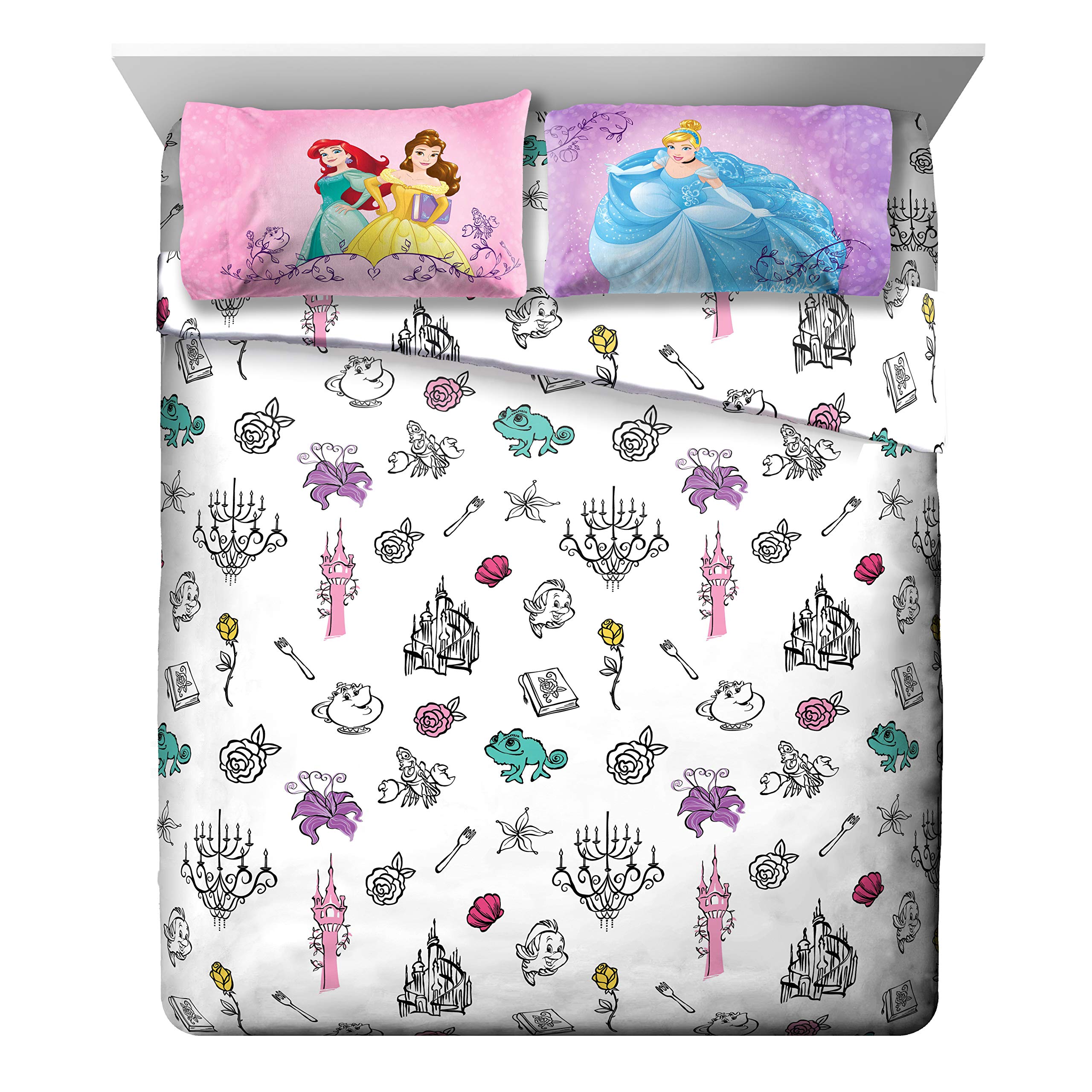 Jay Franco Disney Princess Friendship Adventures comforter closeup showing vibrant princess artwork