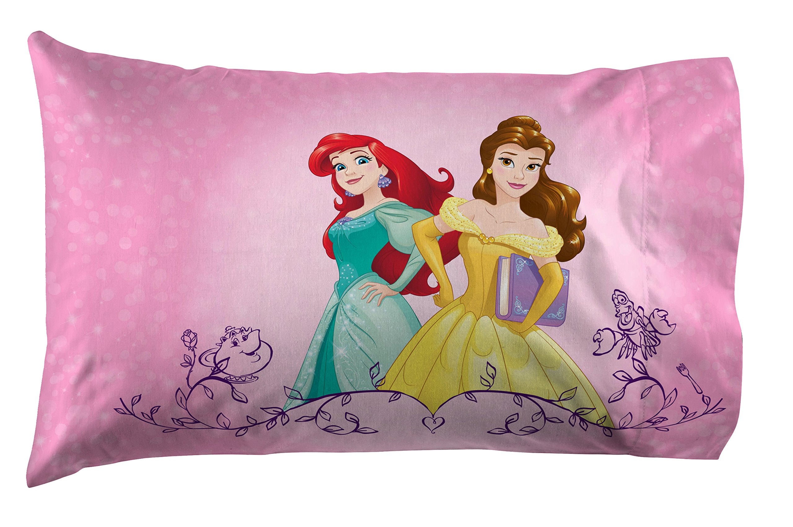 Jay Franco Disney Princess Friendship Adventures sheets and flat view with soft microfiber feel