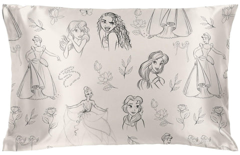 Jay Franco Disney Princess satin pillowcase in beige for silky hair and smooth nights