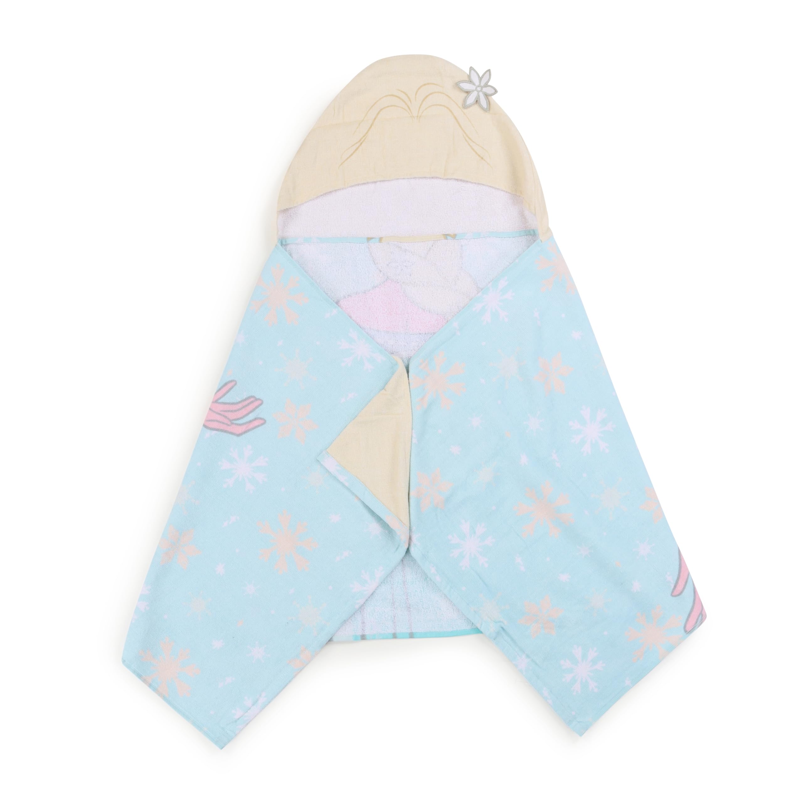Elsa braid illustration adds magical bath time to Jay Franco hooded towel.