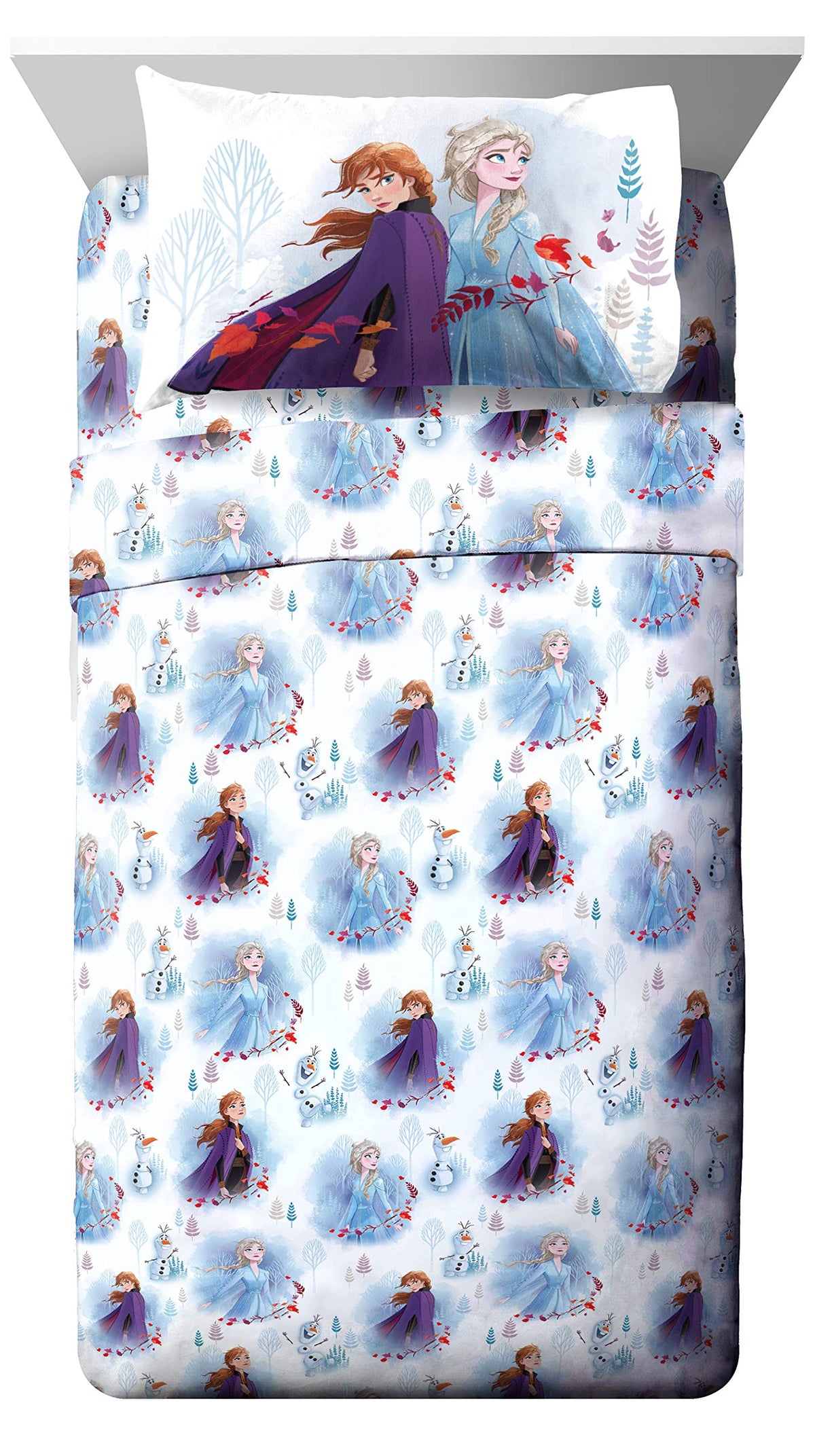 Jay Franco Frozen Forest twin fitted sheet with Elsa and Anna for cozy kids' room decor