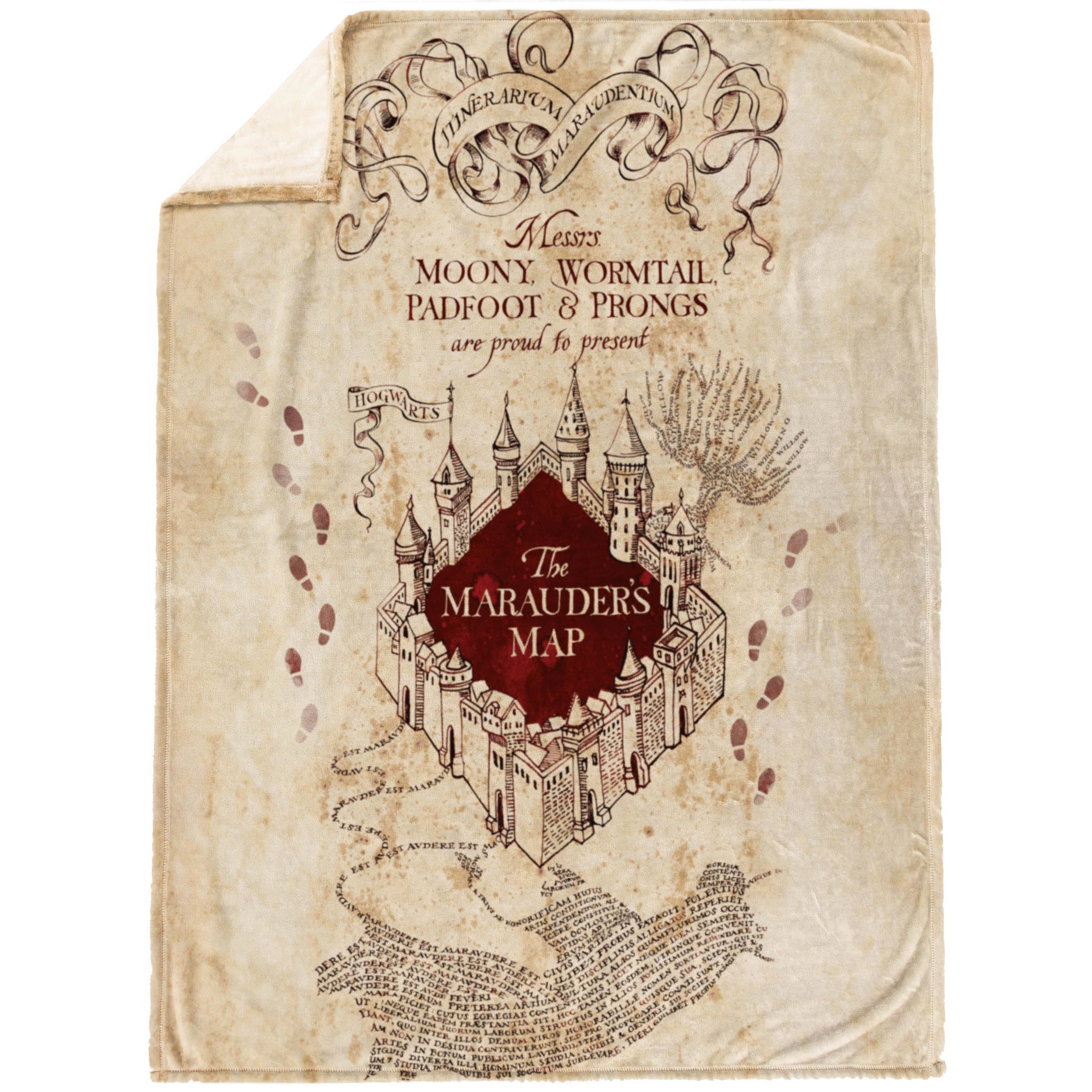 Jay Franco Marauders Map throw stylized design enhances room decor and magical ambiance.