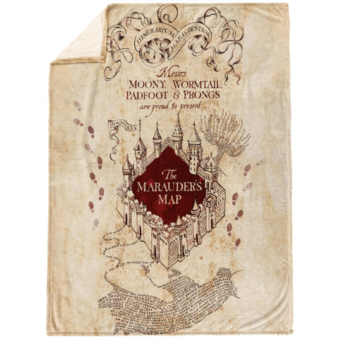 Jay Franco Marauders Map throw stylized design enhances room decor and magical ambiance.