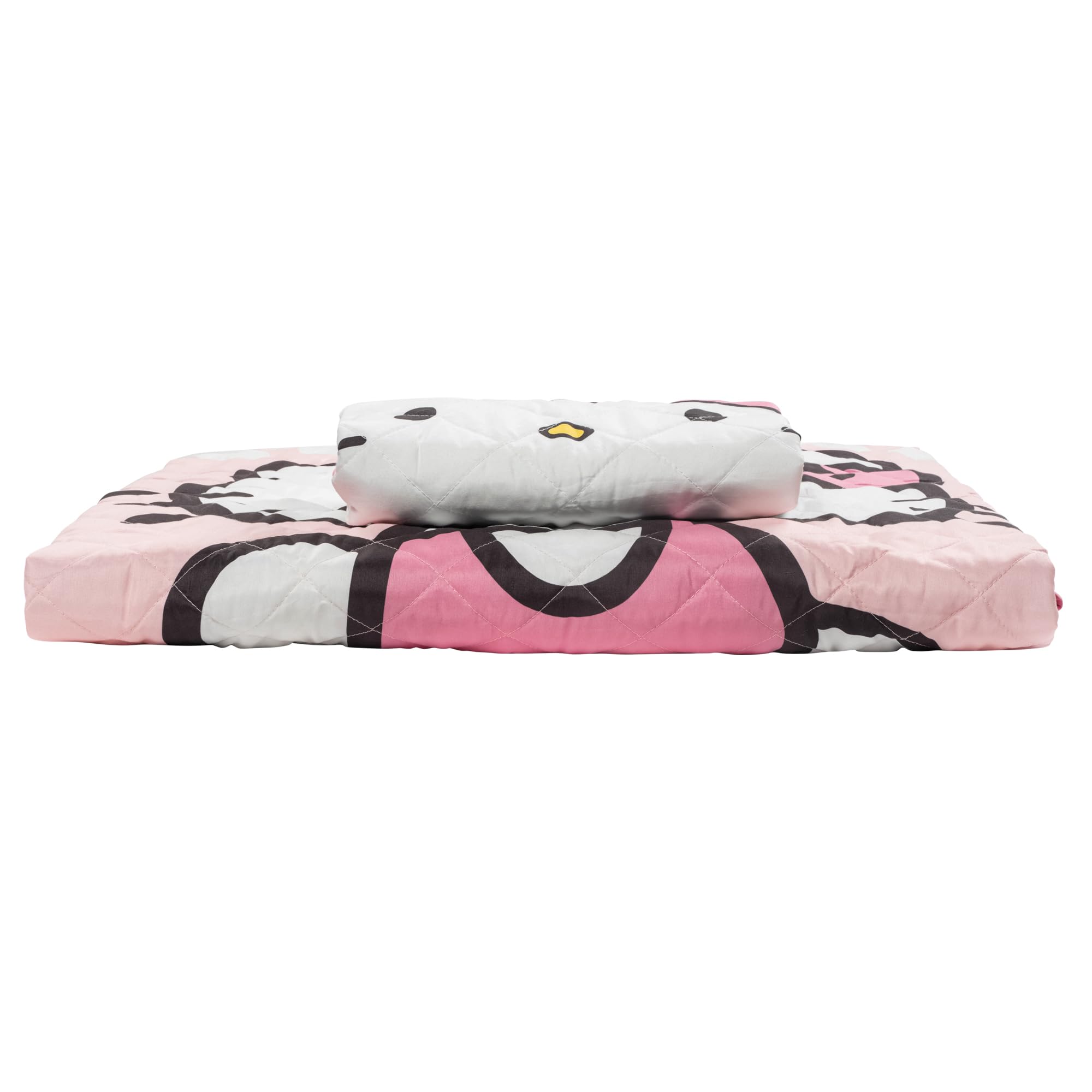 Bedroom setup featuring Jay Franco Hello Kitty bedding in a bright space