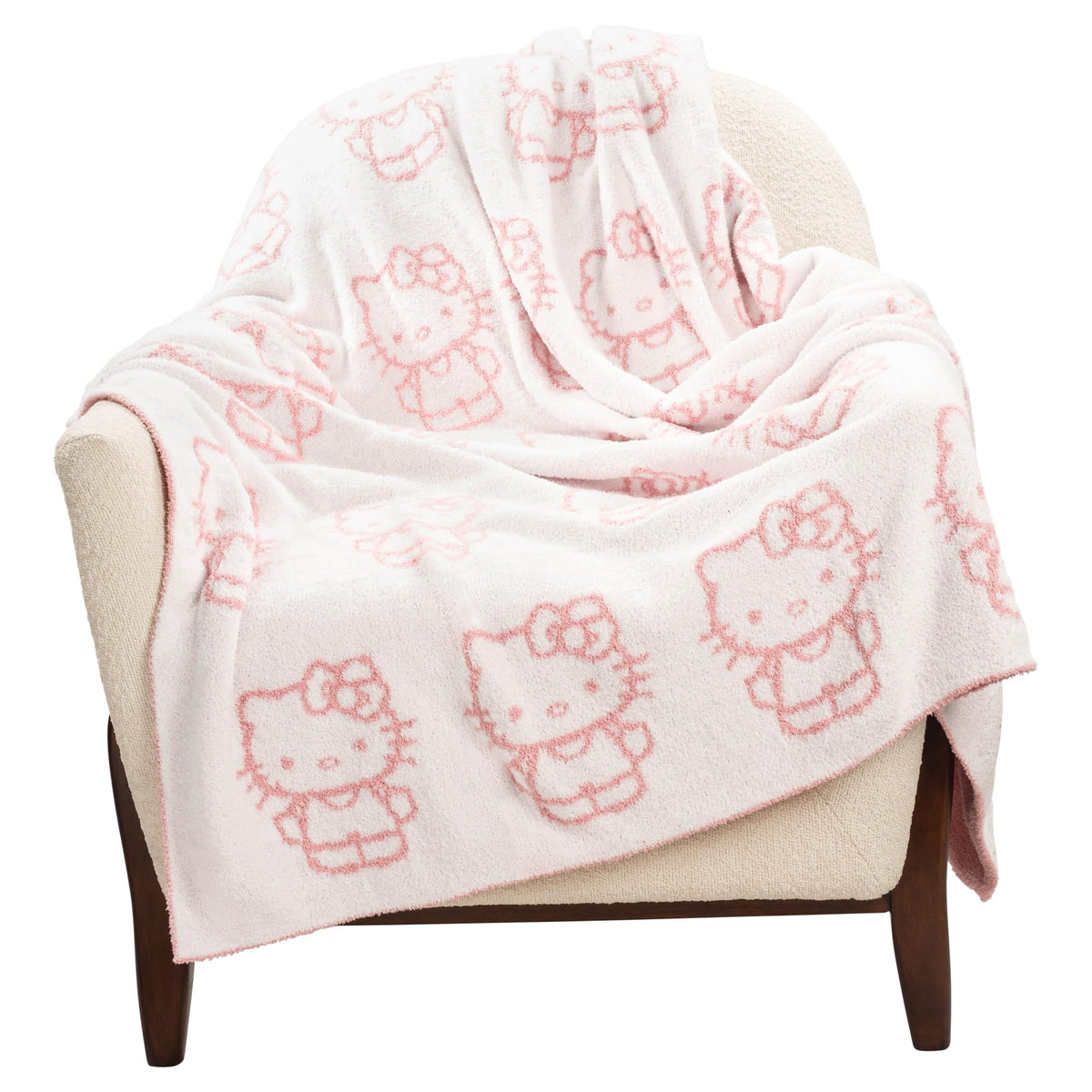 Jay Franco Hello Kitty feather knit throw blanket close-up shows ultra-soft texture for cozy nights