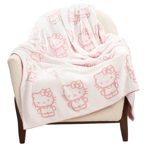 Jay Franco Hello Kitty feather knit throw blanket close-up shows ultra-soft texture for cozy nights