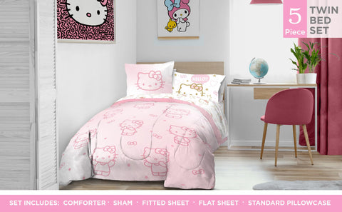 Jay Franco Hello Kitty flat sheet in pink, soft microfiber for all seasons.