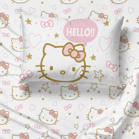Jay Franco Hello Kitty pillowcase in pink adds cheerful bedside detail.