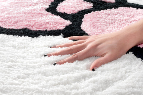 Jay Franco Hello Kitty rug close-up texture emphasizes plush comfort and durable material.