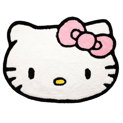 Jay Franco Hello Kitty plush rug front view highlights fluffy softness for cozy bedroom floors.