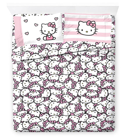 Jay Franco Hello Kitty fitted sheet shows vibrant print and secure mattress fit.