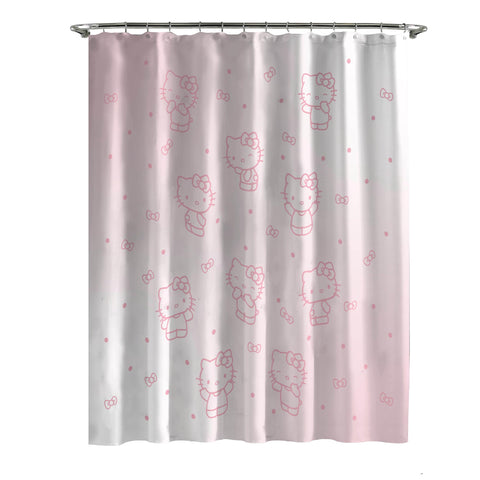 Jay Franco Hello Kitty Stars curtain 70x72 front view for a kawaii bathroom upgrade.