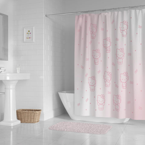 Jay Franco Hello Kitty Stars curtain fabric detail showcases soft microfiber and easy care.