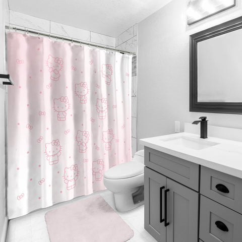Jay Franco Hello Kitty Stars curtain pink ombre close-up highlights playful design.