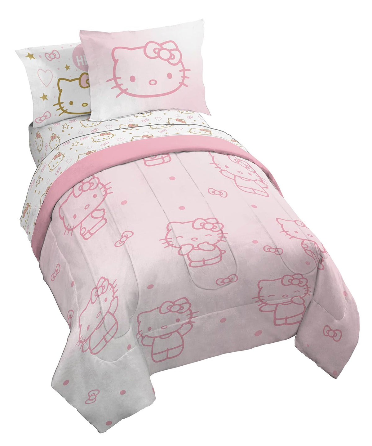 Jay Franco Hello Kitty twin comforter in pink for kids' rooms.