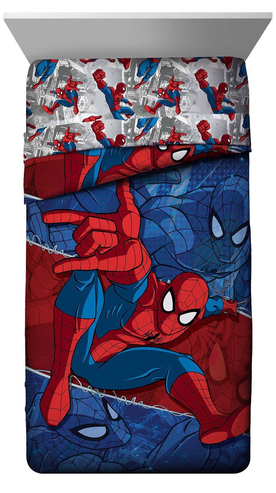 Jay Franco Kids Comforter with Spiderman pattern, durable and machine washable.