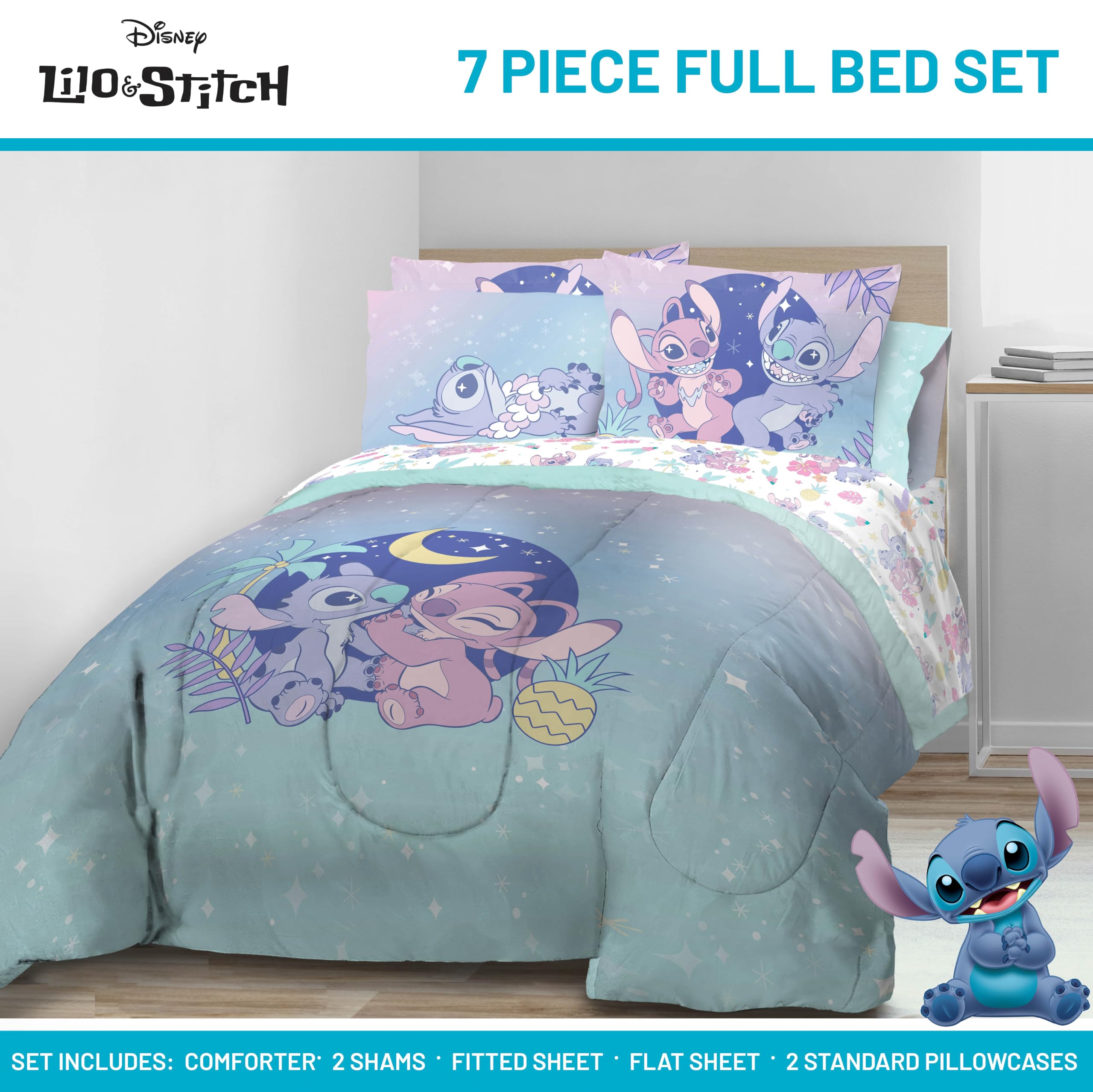 Jay Franco Lilo & Stitch fitted sheet adds bright color and comfort