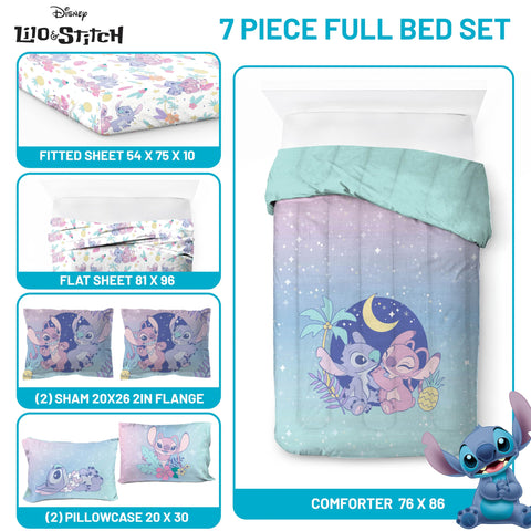 Jay Franco Lilo & Stitch flat sheet complements the bold bedding design
