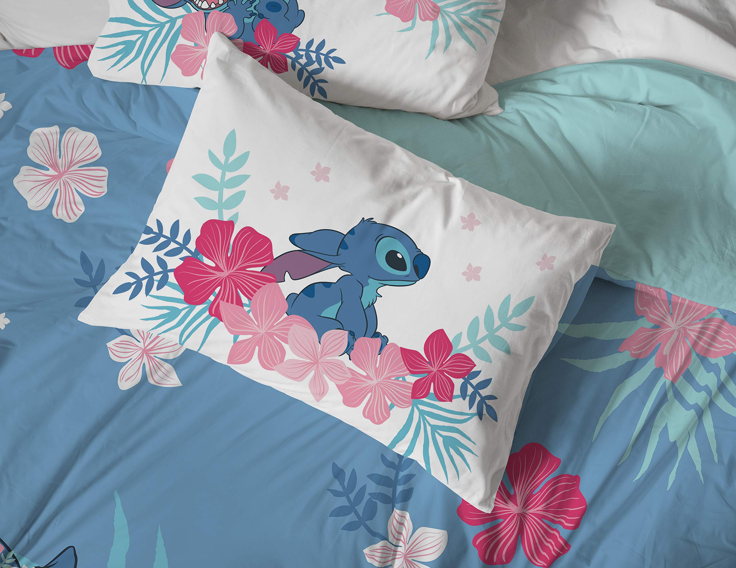 Jay Franco Lilo & Stitch Paradise Dream shams designed to fit queen pillows.
