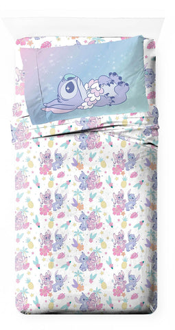 Jay Franco Lilo & Stitch twin fitted sheet; ultra-soft microfiber for year-round comfort.