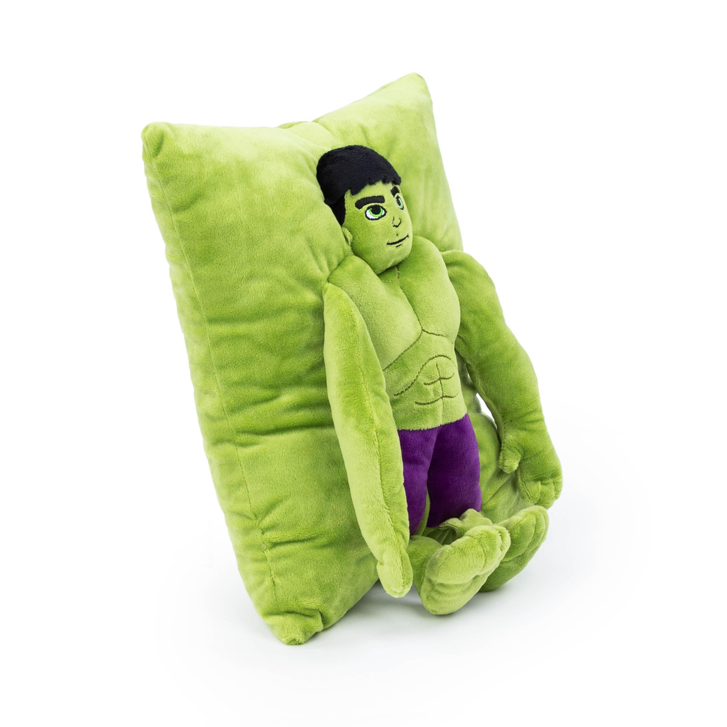 Jay Franco Marvel Hulk 3D snuggle pillow side view, ideal travel companion and comfort.