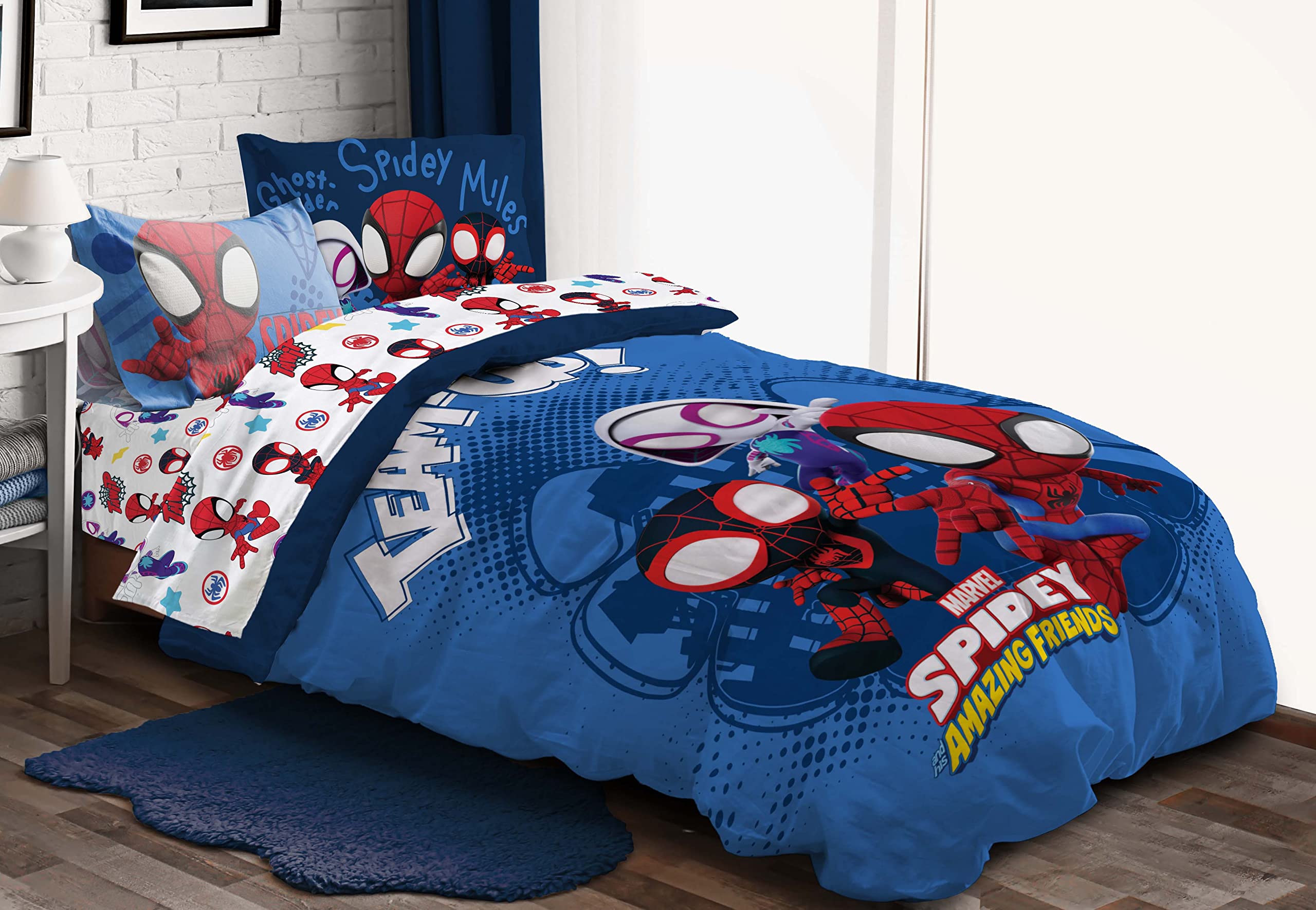 Jay Franco Spidey bedroom scene highlights easy care and vibrant blue