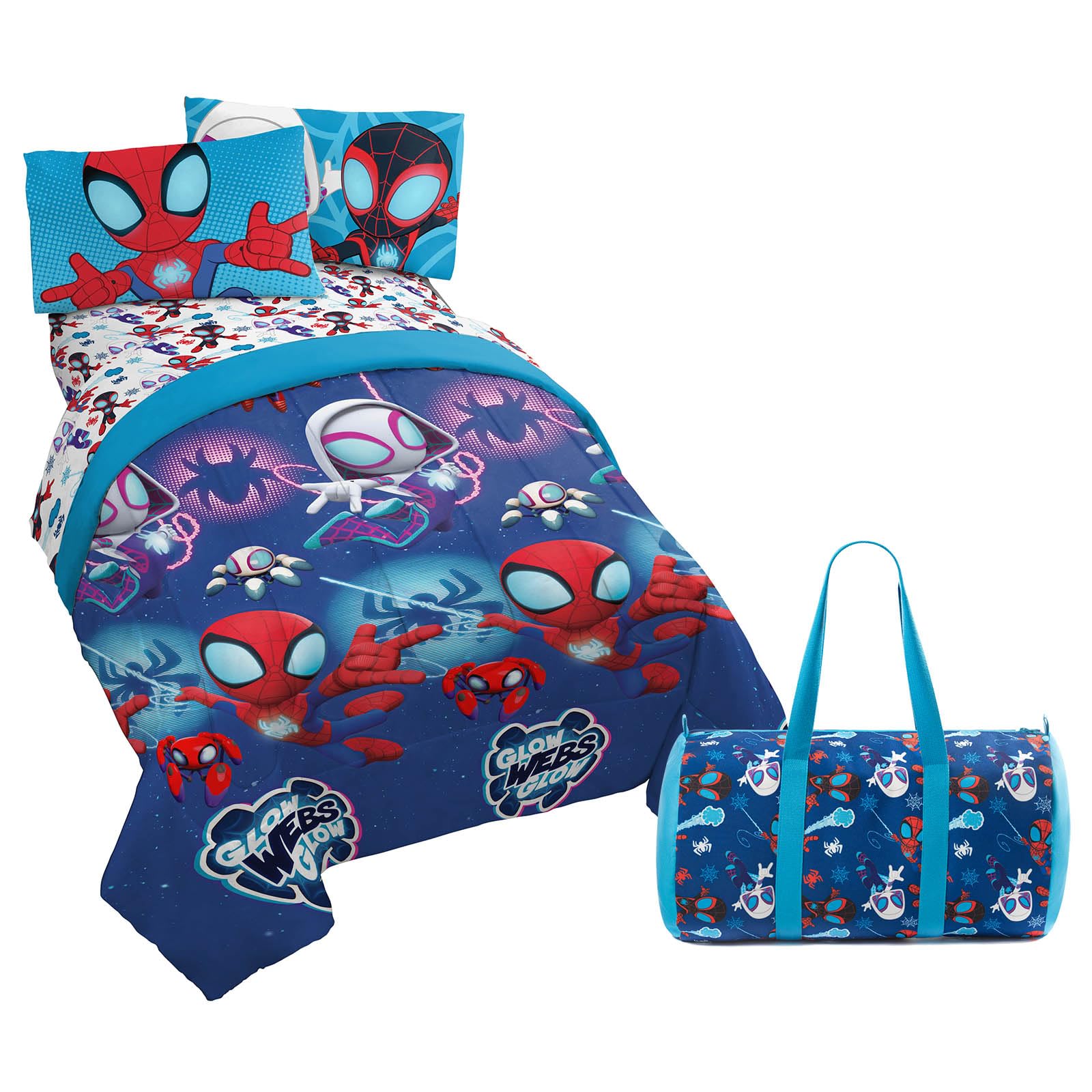 Jay Franco Marvel Spidey comforter close-up shows soft microfiber for cozy nights.