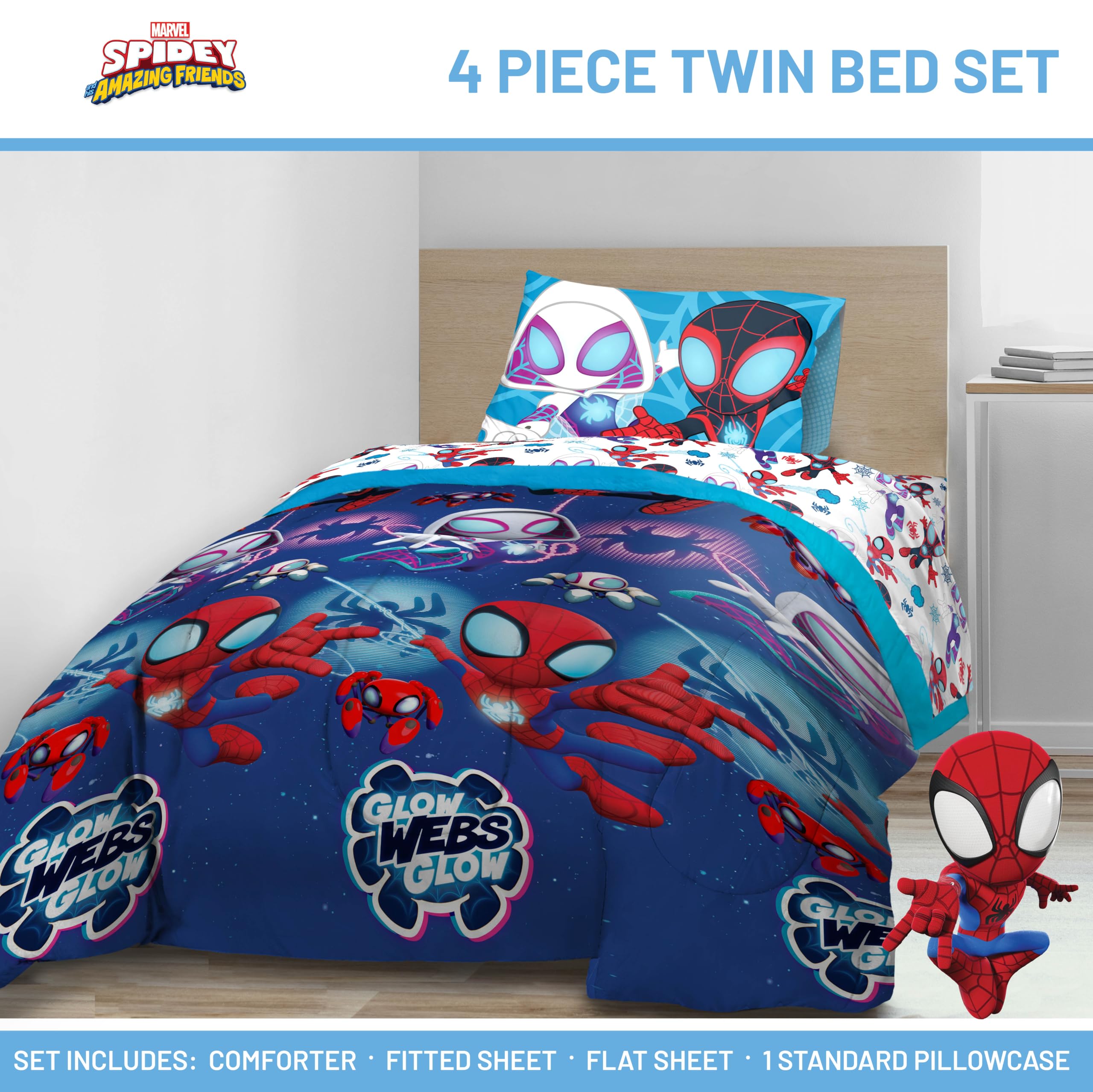 Jay Franco Marvel Spidey Ghost Spider Miles Morales graphic highlights vibrant design.