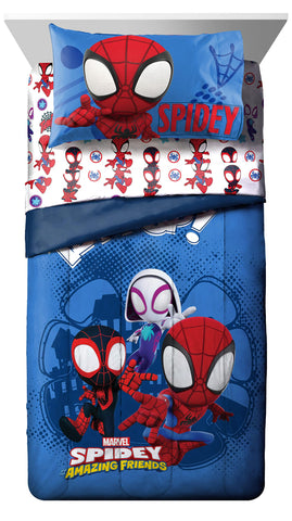Jay Franco Marvel Spidey Team fitted sheet offers snug fit and soft texture.