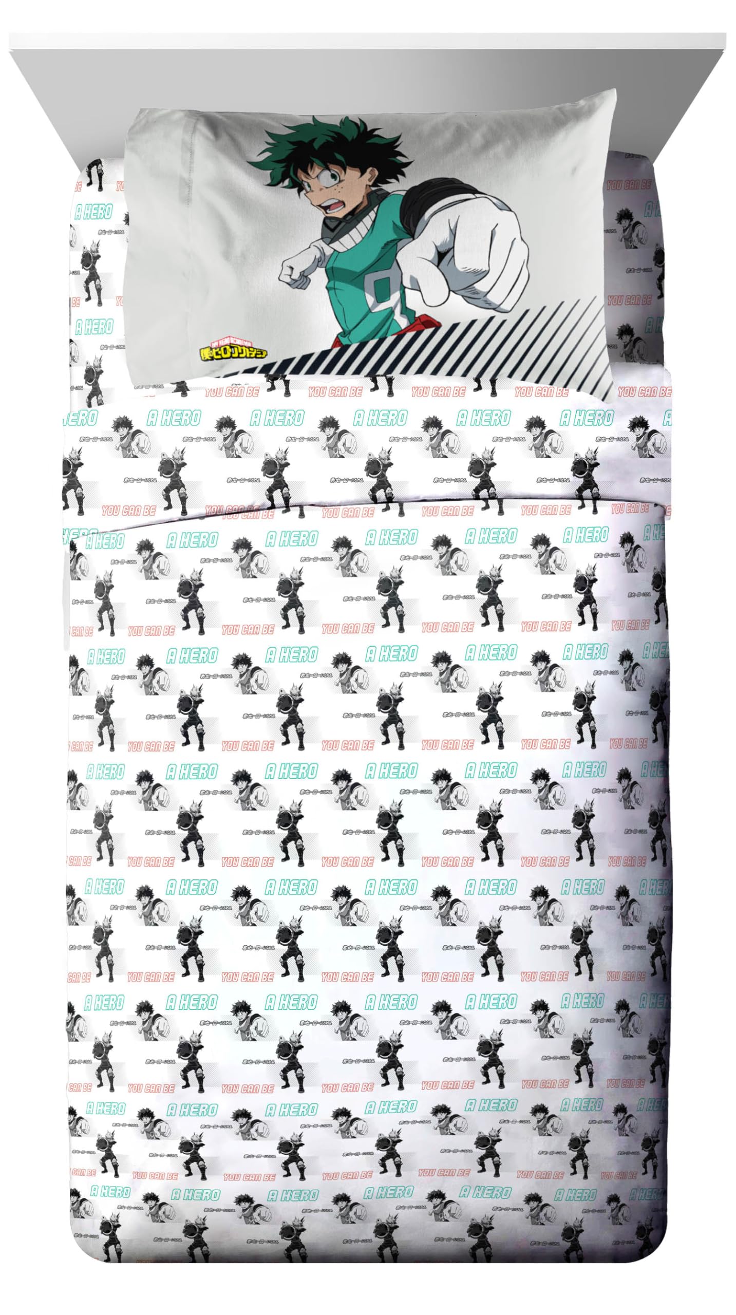 Jay Franco My Hero Academia bedroom scene with coordinated 5-piece set