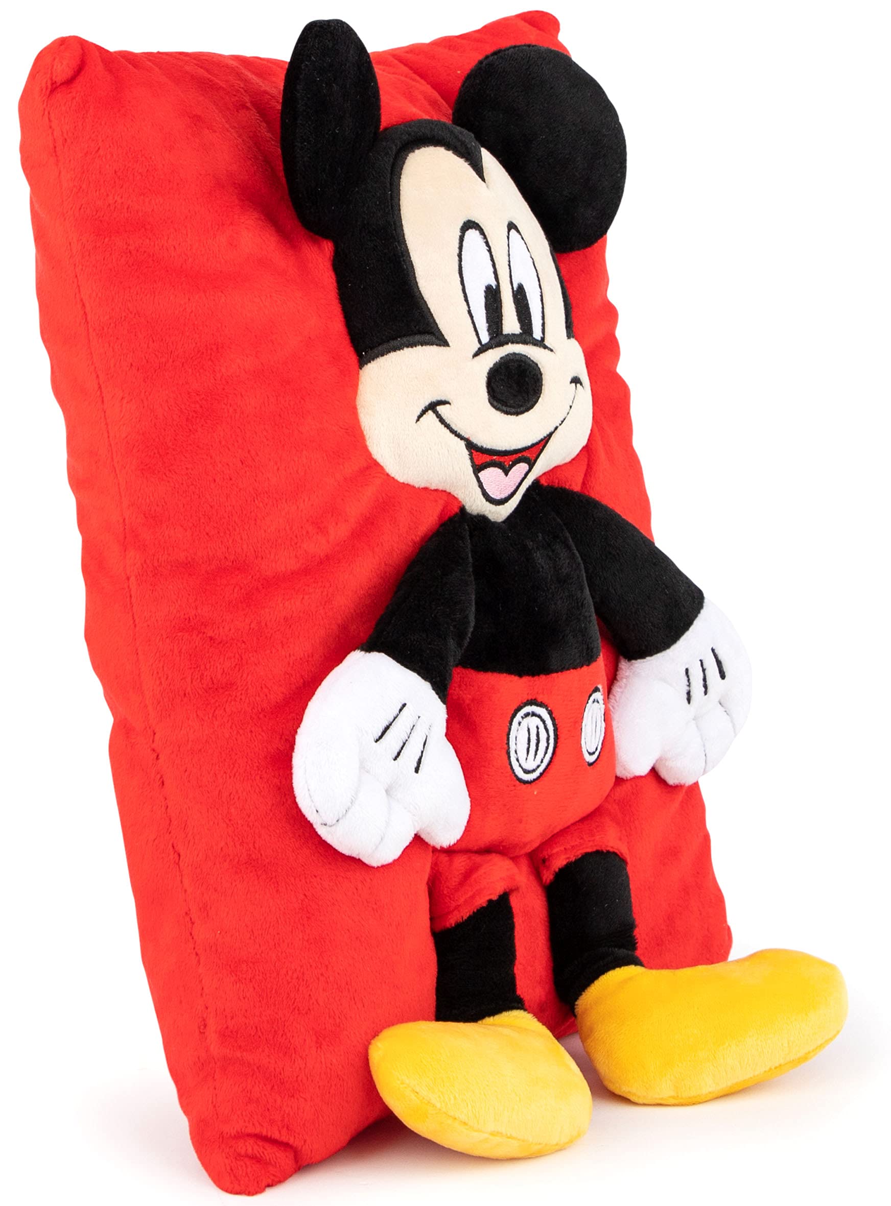 Jay Franco Mickey Mouse 3D snuggle pillow closeup reveals durable, fade-resistant fabric.