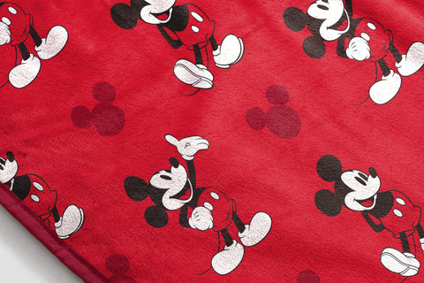 Jay Franco Mickey Mouse plush throw close-up of soft fleece texture.