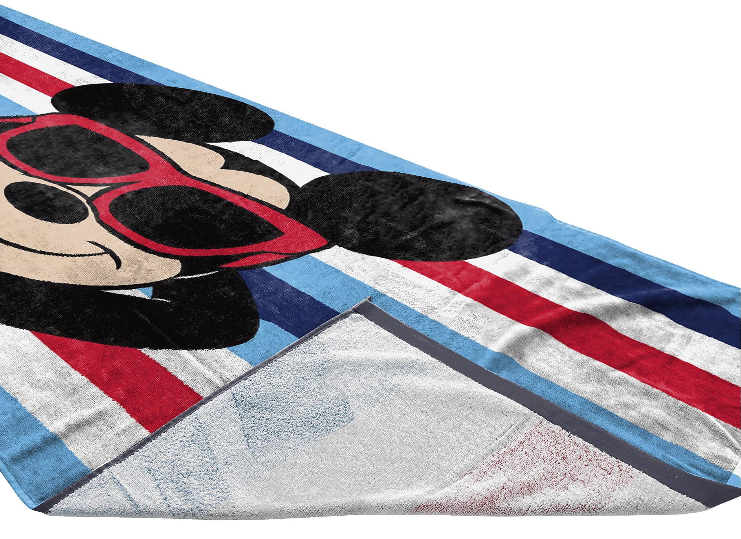 Jay Franco Mickey Mouse towel close-up shows soft cotton terry texture for comfortable drying.