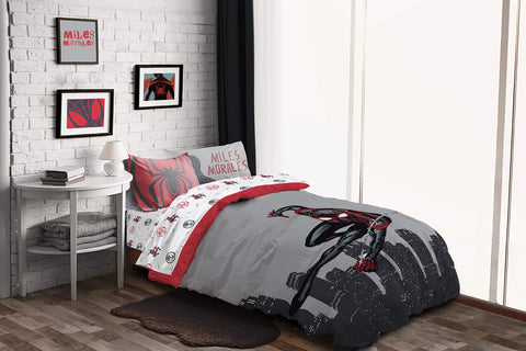 Jay Franco Miles Morales bedroom setup showcases playful, cozy space for kids