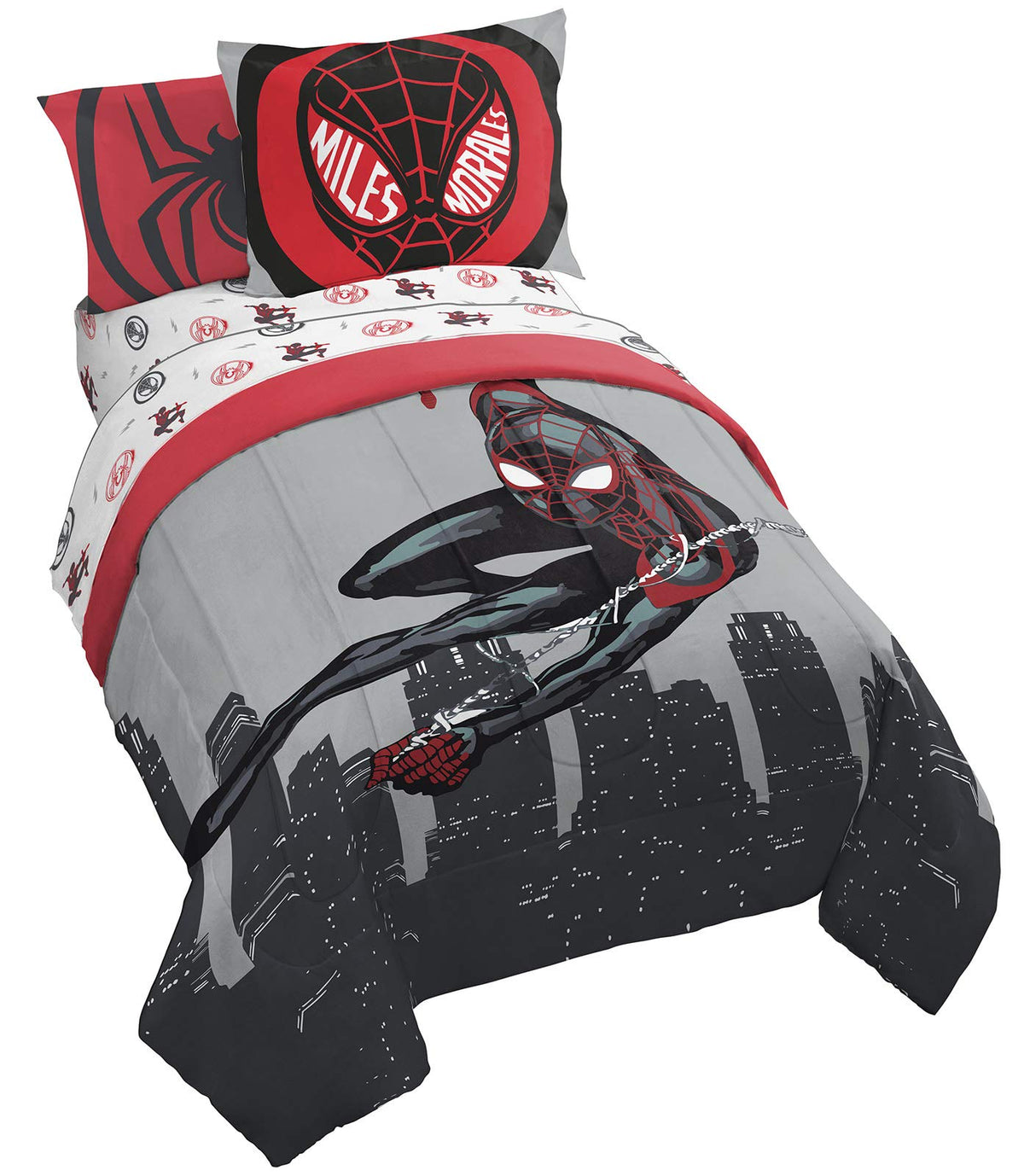 Jay Franco Miles Morales full bed set comforter with soft, fade-resistant microfiber