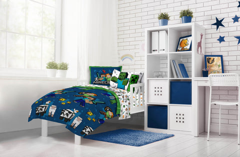Jay Franco Minecraft bed setup image showcases kid-friendly sleep ready arrangement