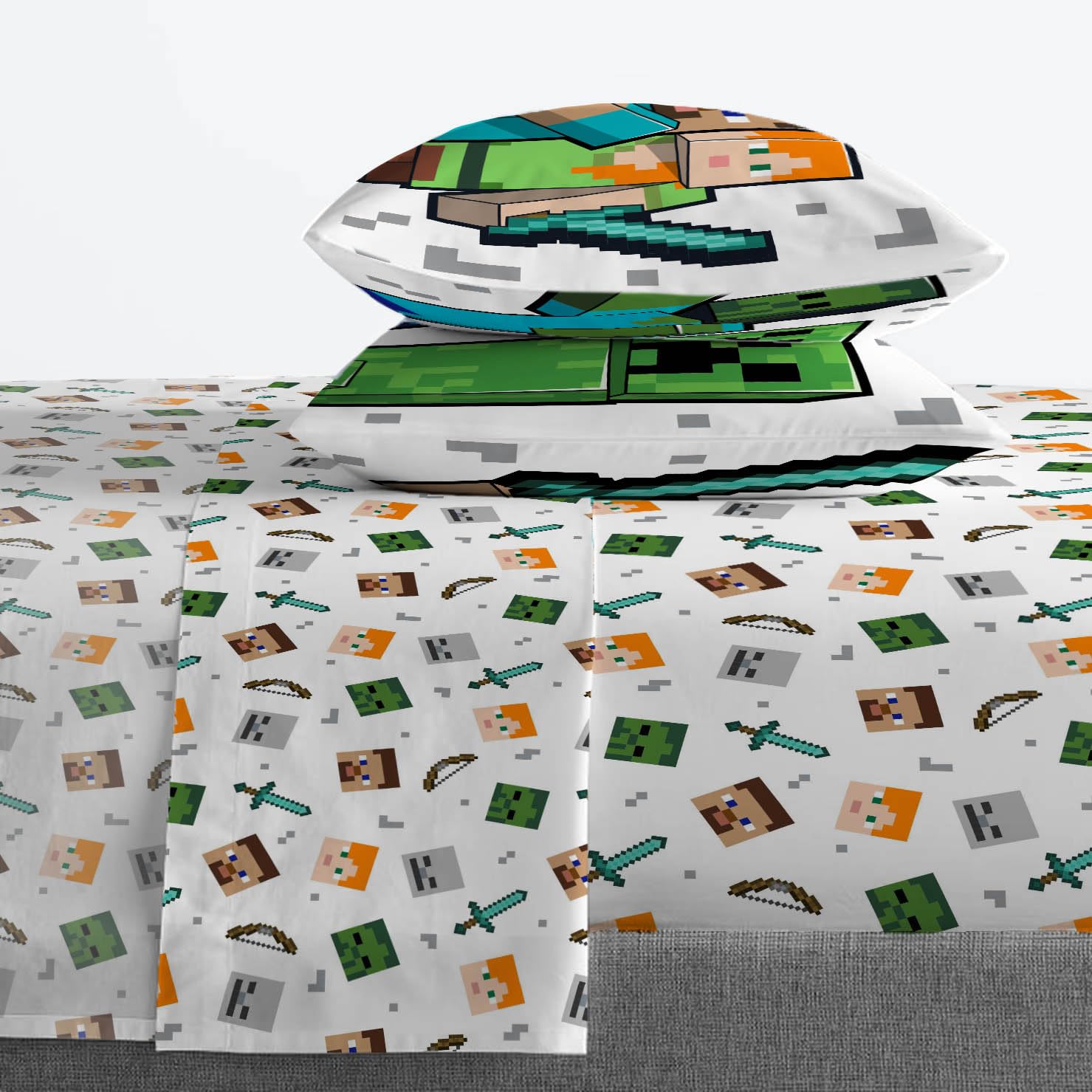 Jay Franco Minecraft comforter closeup shows plush texture and year round softness