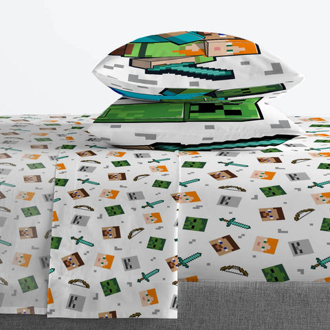 Jay Franco Minecraft comforter closeup shows plush texture and year round softness