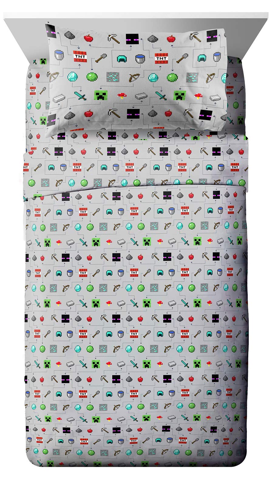 Jay Franco Minecraft Creeper pillowcase adds playful bedtime style.
