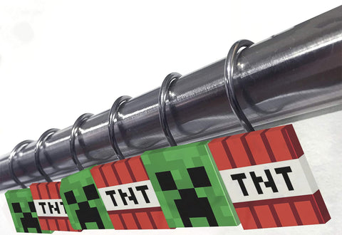 Jay Franco Minecraft Creeper TNT hooks close up shows sturdy hardware for quick setup