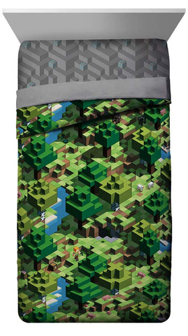 Jay Franco Minecraft Daytime fitted sheet showcases durable microfiber and easy care