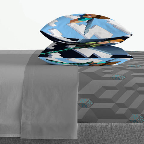 Jay Franco Minecraft Daytime shams enhance the bed's decorative game-inspired style