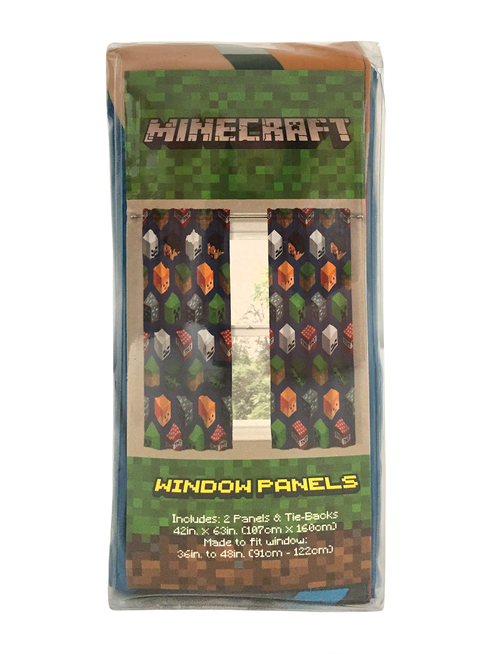 Jay Franco Minecraft isometric blue drapes in a kid's bedroom setup