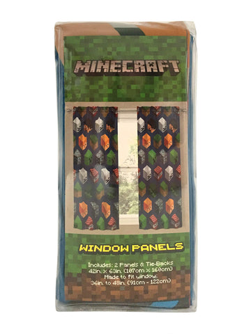 Jay Franco Minecraft isometric blue drapes in a kid's bedroom setup