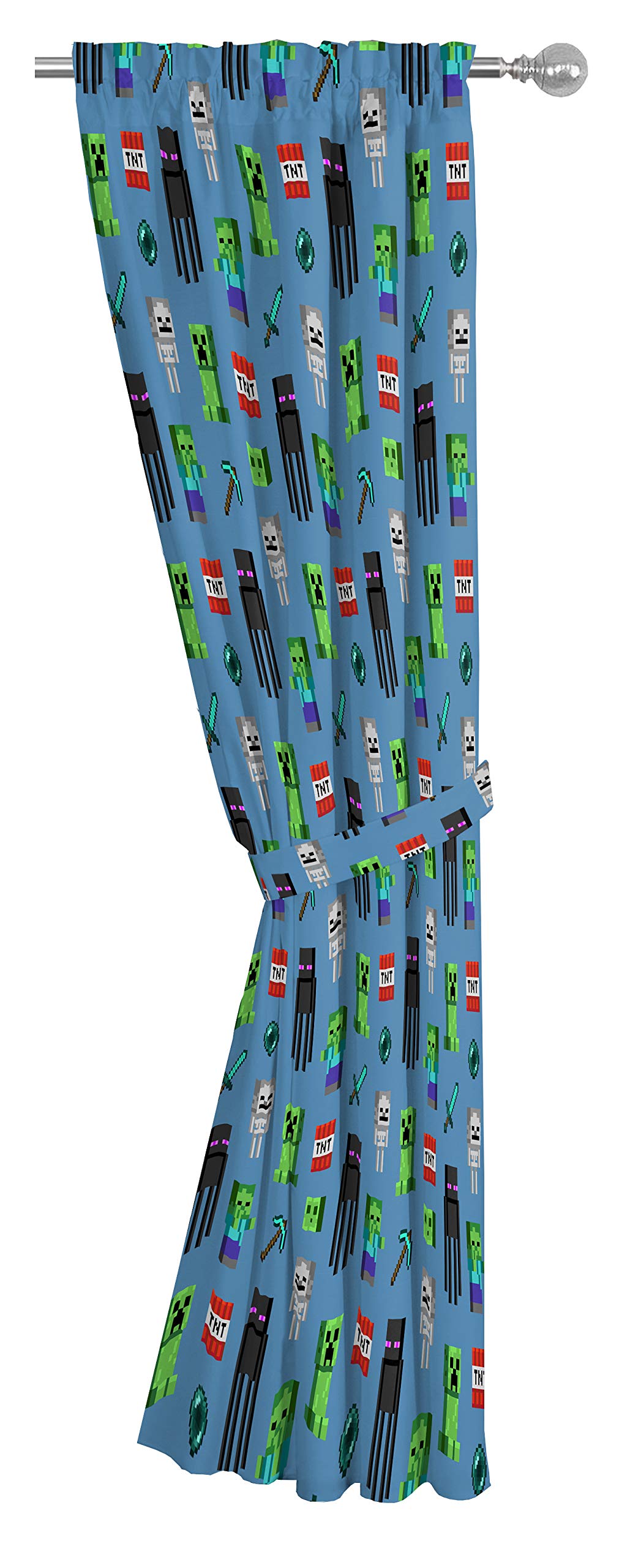 Jay Franco Minecraft drapes blue 84in fabric detail