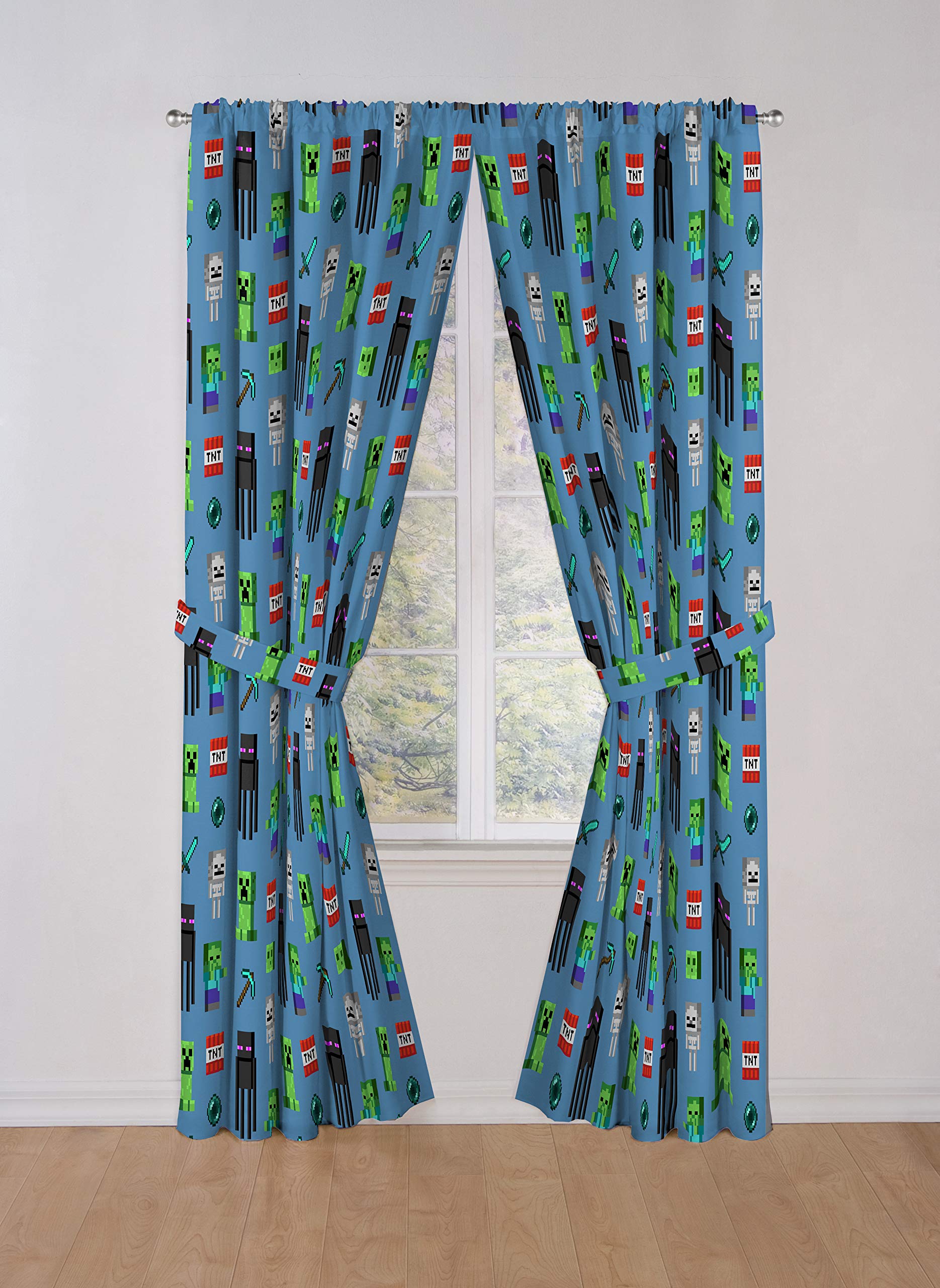 Jay Franco Minecraft drapes blue 84in tiebacks included in the set
