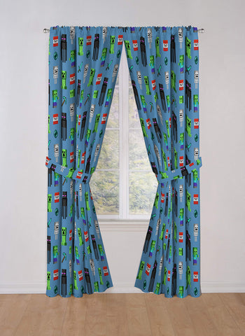 Jay Franco Minecraft drapes blue 84in tiebacks included in the set